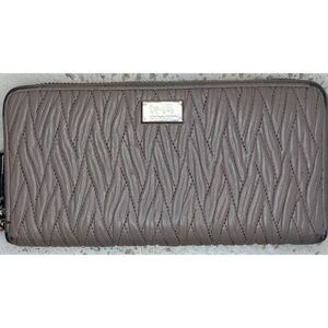Coach Madison Gathered Twist Accordion Leather Zip Wallet F49609 Grey
